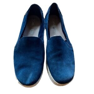 TOMS Navy Blue Suede Slip-On Flats - Womens Size 9 Espadrille